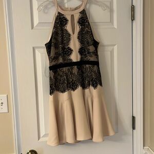 Karlie lace circle flare dress taupe size medium